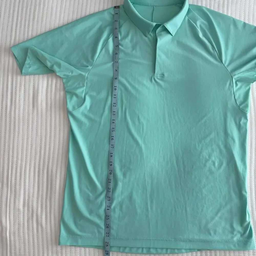 EUC Lululemon Men's Stretch Golf Polo Short Sleeve Wild Mint WLDM Size L $98 - Picture 4 of 6